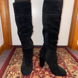 Black Suede knee high boots Topshop size 38